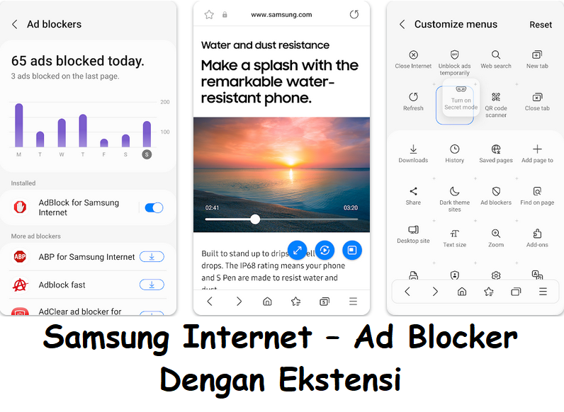 2. Samsung Internet – Ad Blocker Dengan Ekstensi