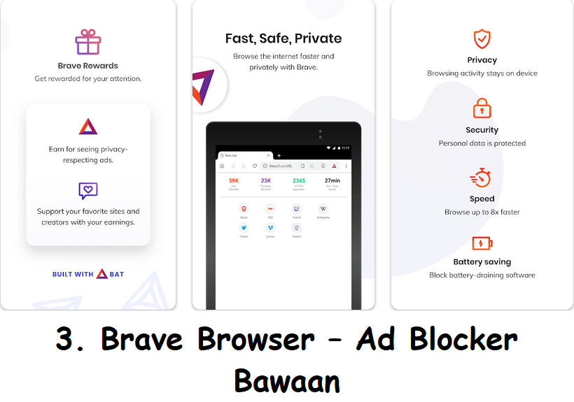 3. Brave Browser – Ad Blocker Bawaan