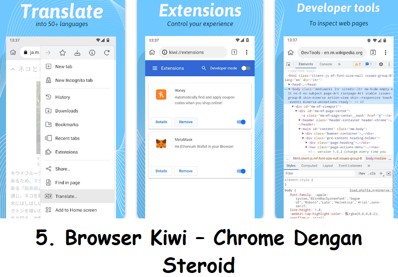 5. Browser Kiwi – Chrome Dengan Steroid
