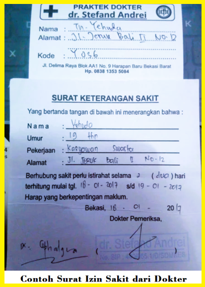 Contoh Surat Izin Sakit dari Dokter Contoh Format Surat Keterangan Sakit Pribadi dan Resmi dari Dokter