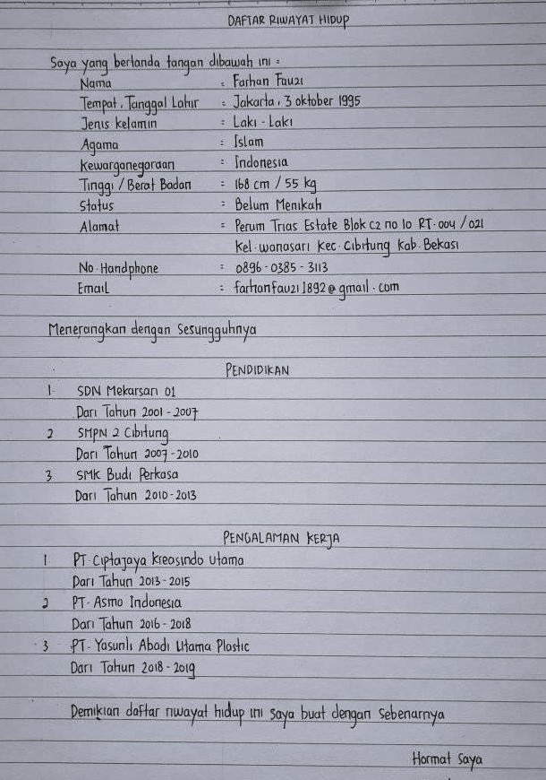 Sekilas Tentang Daftar Riwayat Hidup (CV) Sekilas Tentang Daftar Riwayat Hidup (CV)