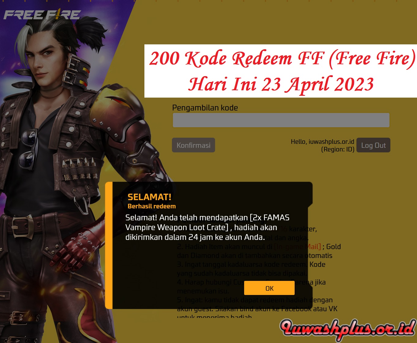 200 Kode Redeem FF (Free Fire) Hari Ini 23 April 2023 200 Kode Redeem FF (Free Fire) Hari Ini 23 April 2023