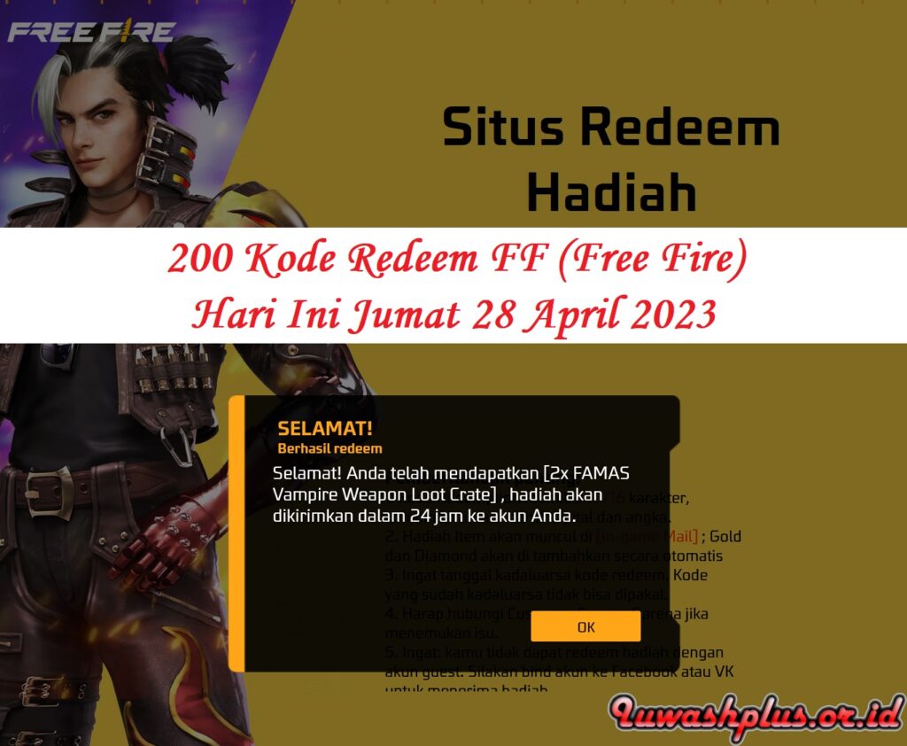 200 Kode Redeem FF (Free Fire) Hari Ini Jumat 28 April 2023 200 Kode Redeem FF (Free Fire) Hari Ini Jumat 28 April 2023