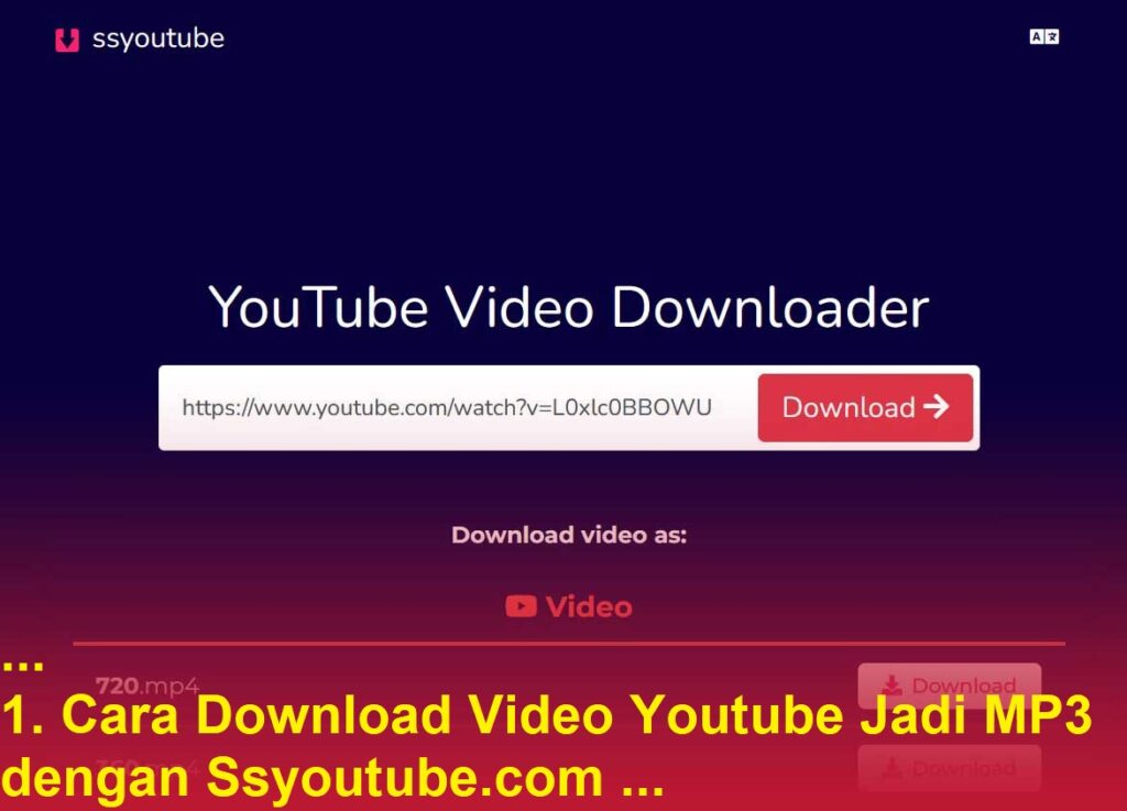 1. Cara Download Video Youtube Jadi MP3 dengan Ssyoutube.com