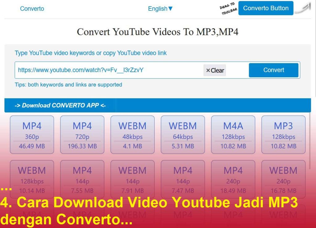 4. Cara Download Video Youtube Jadi MP3 dengan Converto