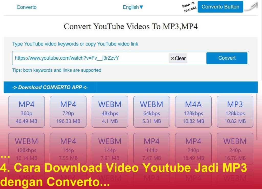 4. Cara Download Video Youtube Jadi MP3 dengan Converto 4. Cara Download Video Youtube Jadi MP3 dengan Converto