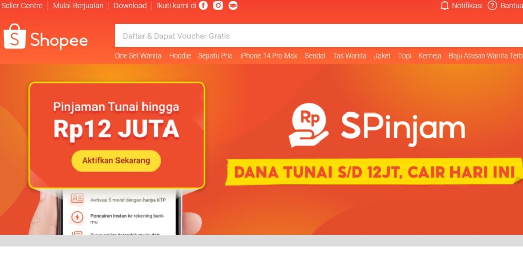 9. Shopee Pinjam: Pinjaman Online Terpercaya dari Shopee