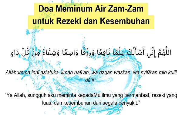 2. Doa Meminum Air Zam-Zam untuk Rezeki dan Kesembuhan