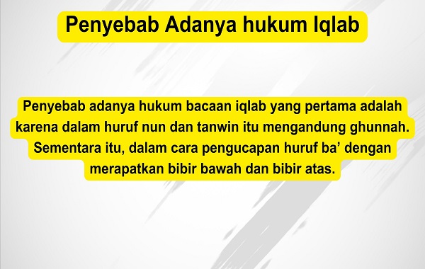Penyebab Adanya hukum Iqlab Penyebab Adanya