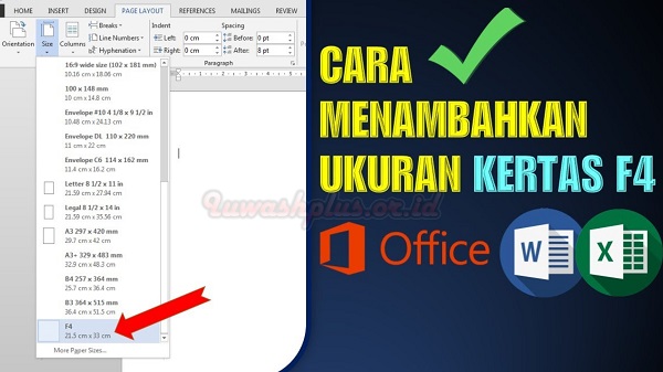 Cara MengaturMenambahkan Ukuran F4 di Word, Excel, dan PDF Cara MengaturMenambahkan Ukuran F4 di Word, Excel, dan PDF