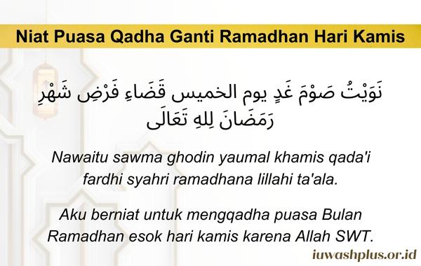 4. Niat Puasa Qadha Ganti Ramadhan Hari Kamis