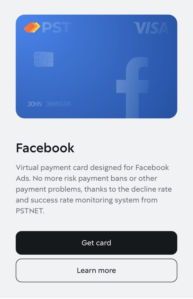 1. Kartu virtual PSTNET untuk iklan di Facebook